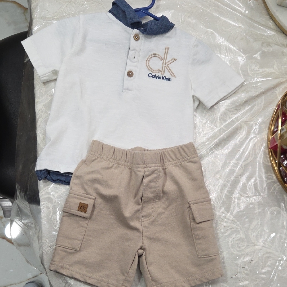 Calvin Klein White and Tan Baby Set